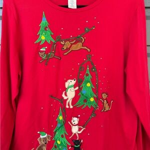 Festive Red Shirt with Holiday Animals